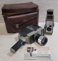 Vintage Bell & Howell 323 Sun Dial 8mm Movie Camera & Argus M4 Power Zoom 8mm Movie Camera with Bag . Both Untested .