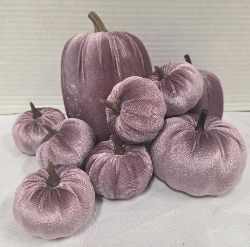 9 Small Fabric Decorative Pumpkins