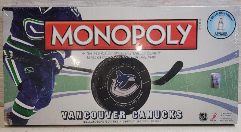New , Sealed - MONOPOLY Vancouver Canucks Edition .