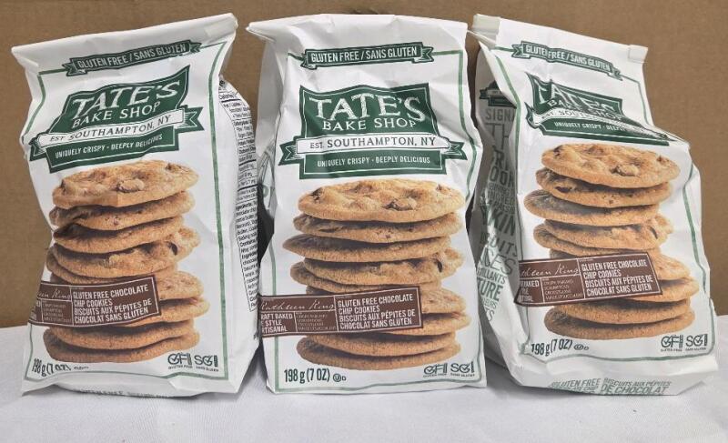 (BB25/AL/19) 3 Tates Bake Shop Gluten Free Chocolate Chip Cookies