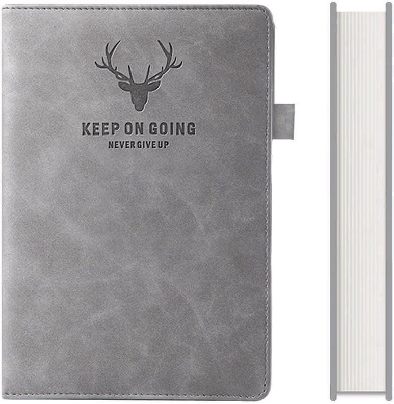 New Classic Office School Supplies PU Leather Journal A5 Notebook Squared Grid Paper Diary 360 Pages (Grey)