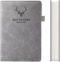 New Classic Office School Supplies PU Leather Journal A5 Notebook Squared Grid Paper Diary 360 Pages (Grey)