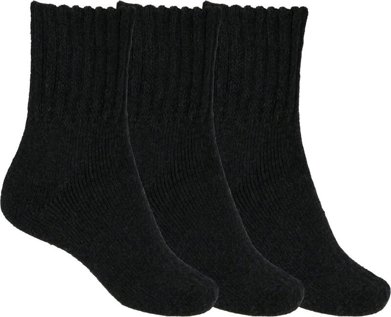3 New Pairs Size 5-11 Women's BENSORTS Thick Socks, Solid Black Color Boots Socks