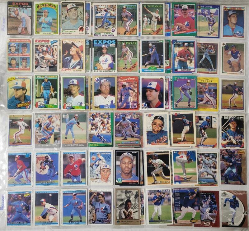 1971 - 1999 Montreal Expos MLB Baseball Trading Card Singles , 81 Trading Cards