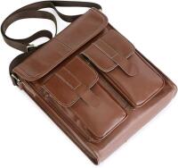 New Genuine Leather Unisex Messenger Sling Crossbody Shoulder Bag, Magnetic Buckle Travel Work Business
