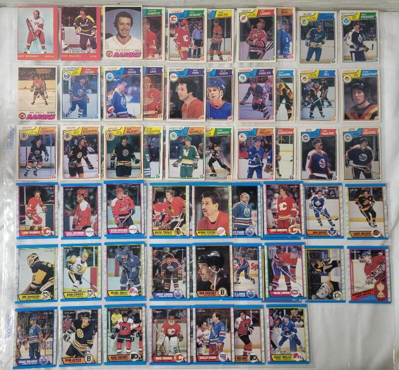 1973 - 1989 O Pee Chee NHL Hockey Trading Card Singles , 69 Trading Cards .