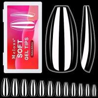 New Melous Medium Ballerina Nail Tips, Melous 600 PCS Full Cover Stright Clear False Nail Tips Gel x Nail Tips