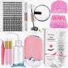 New Qiveaory Lash Extension Kit DIY Individual Lash Clusters (280Pcs 40D Mix 12-18mm) with Lash Bond and Seal USB Portable Lash Fan 150ml/5.07fl.oz Lash Shampoo Tweezers Applicator Mascara Brush