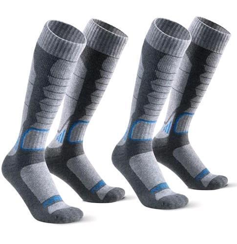 2 New Pairs Size LG (7-9.5M / 8-11W) Unisex WEIERYA Merino Wool Blend Ski Socks, Anti-Pilling, Over The Calf