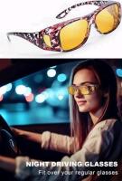 New IGnaef Fit Over Night Vision Driving Glasses for Women Anti Glare Polarized Yellow Nighttime Glasses Wrap Around IF8143-5