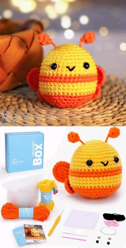 New ZZ00140 CROCHET BOX Crochet Kit for Beginners - Bee Crochet Kit, Learn to Crochet, All You Need In, Easy to Use Yarn, Videos, Instructions, Birthday Gift for Adults