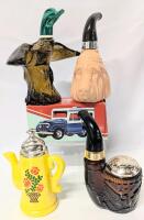 5 Vintage AVON Novelty After Shaves & Bath Foam, Some With Contents: Mallard-in-Flight Tai Winds, Bloodhound Pipe Wild Country, Koffee Klatch Lemon Velvet Bath Foam, Open Road Everest
