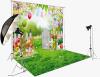 New 10X10FT Spring Easter Garden Photography Backdrop Easter Backdrops for Photography Green Grass Lawn Pink Floral Fence Background Baby Children Birthday Party Decorations Banner DH-1105 - 2