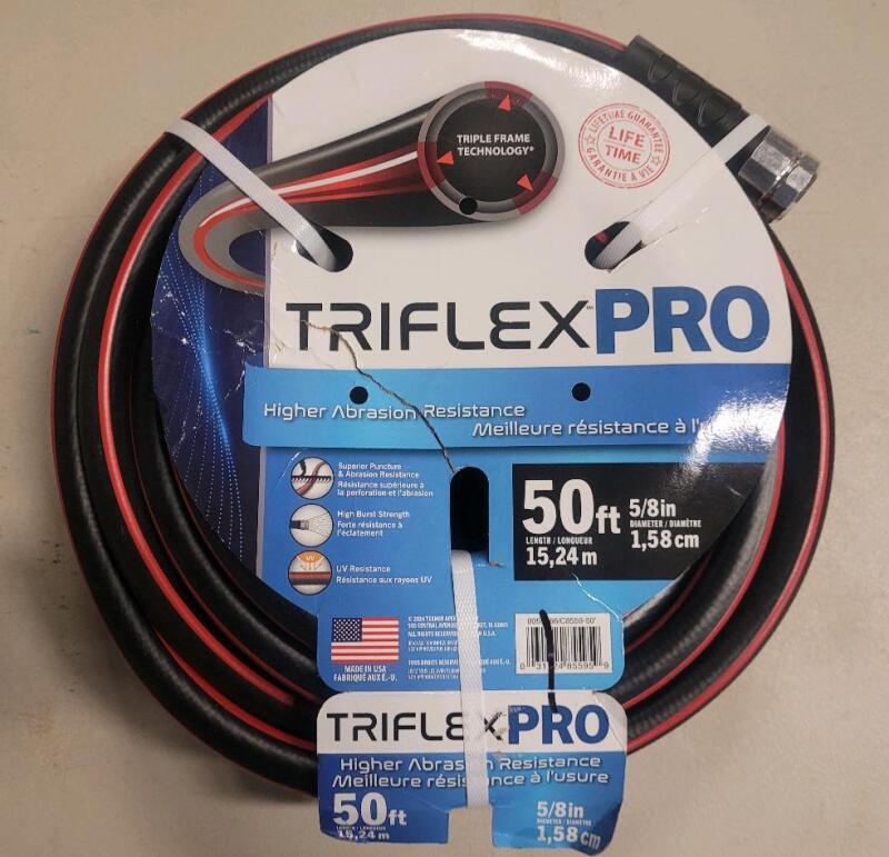 New TriflexPro 50 ft 5/8 in Heavy-Duty Garden Hose, Reinforced, High Burst Pressure, USA Made, Lifetime