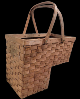 Vintage Double Handle Woven Stair Basket . Measures 8.5"&times;13"&times;16"