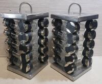 Rotating Stainless Steel Spice Rack Set with 32 Glass Jars, Pre-labeled, Carousel Design