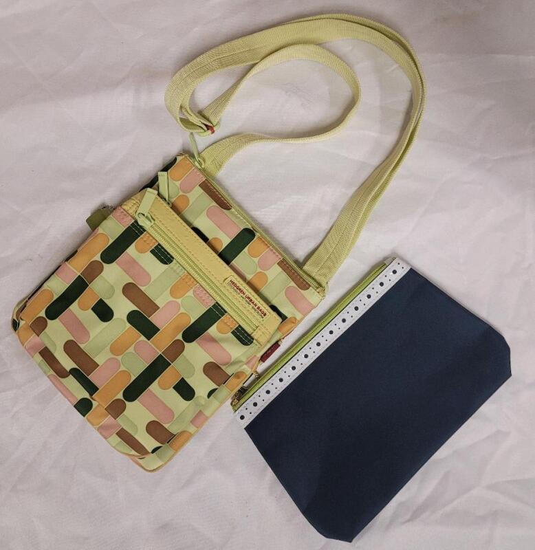 Hedgren Urban Bags Neutron Mini Crossbody Geometric Pattern & Matching Zipper Pouch Set