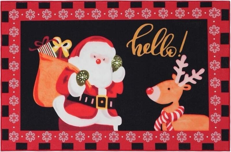 New Brichoee Santa and Rudolph Door Mat, 20&rdquo; x 32&rdquo;