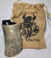 The Viking OX / Buffalo Horn Mug & Travel Bag - New