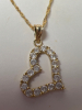 10K yellow Gold Floating CZ Heart 10K Italy Chain