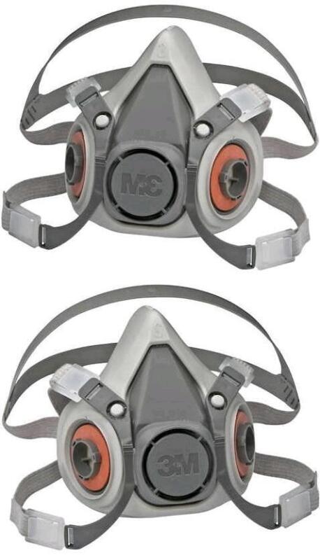 2 New 3M 6300 Half Facepiece Reusable Respirator, Large, NIOSH Approved, Sealed Package Designs May Vary