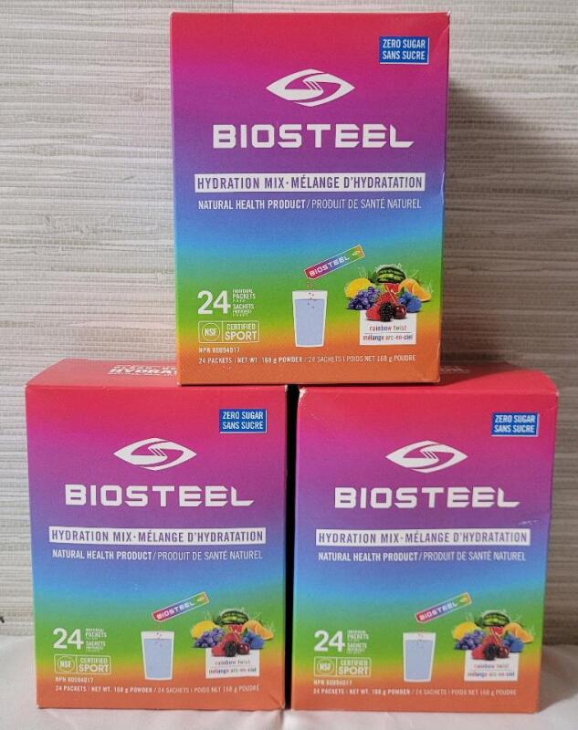 [EXP 2025 MAR] BioSteel Hydration Mix in the Rainbow Twist flavor. 3-Boxes , 24 packs per box