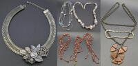 Vintage Necklaces Up To 72" Long Incl 3 Beaded Wrap Necklaces, Polished Semi-Precious Stones & Freshwater Pearls, Crystal + Rhinestone Line Bracelet