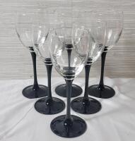 Vintage Luminarc France "Domino" Pattern Wine Glasses , Set of 6 . Measures 7 &frac14;" &times;3 & 7 &frac34;" &times;3