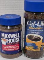 [BB 2026 30 APR ] 2 New Instant Coffee Jars Maxwell House Original Roast 150g & Caf-Lib Dark Roast 150g No Bb Present