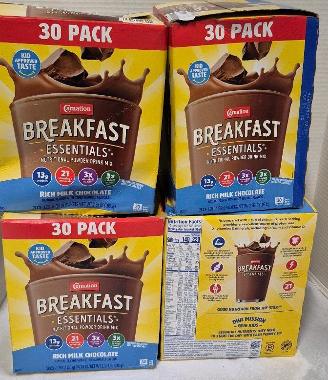 [EXP 2025 JUN] 4 New 30 Packs Carnation Breakfast Essentials Powder Drink Mix