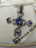 Sterling Silver Woven Cross Blue Stones