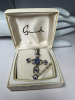 Sterling Silver Woven Cross Blue Stones - 2