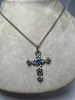 Sterling Silver Woven Cross Blue Stones - 3