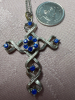 Sterling Silver Woven Cross Blue Stones - 4