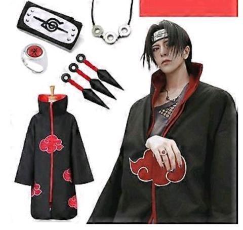 Akatsuki Anime Ninja Cosplay Costume Headband Necklace Cloak
