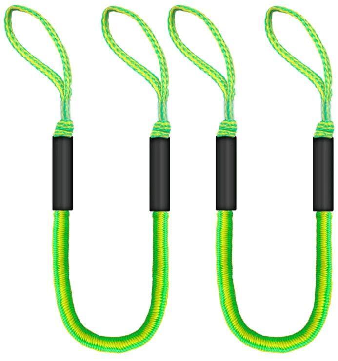 New - Colt Sports 7ft. Bungee Dock Lines with Loops &ndash; Shock Absorben Dock Mooring Lines . Green
