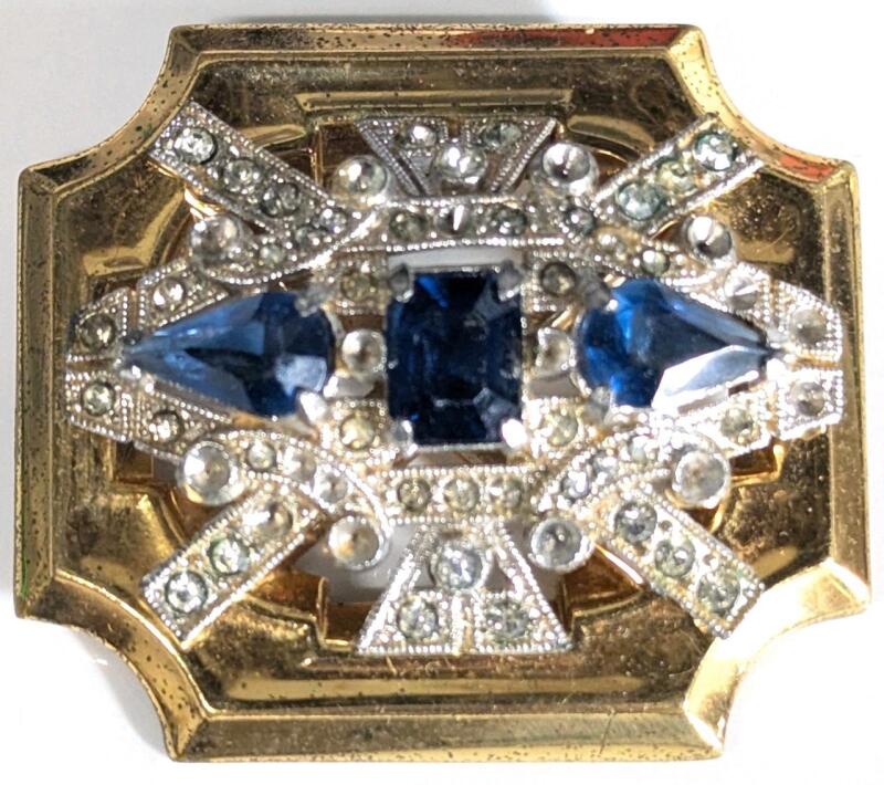 Signed Vintage Mcclelland Barclay Art Deco Brooch 2" Across, Large Chunky, Missing Rhinestones