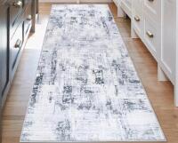 New - Dolic 2&times;6 Runner Rug Modern Abstract Hallway Runner . Washable Non-Slip Hallway Runner Rug . Grey