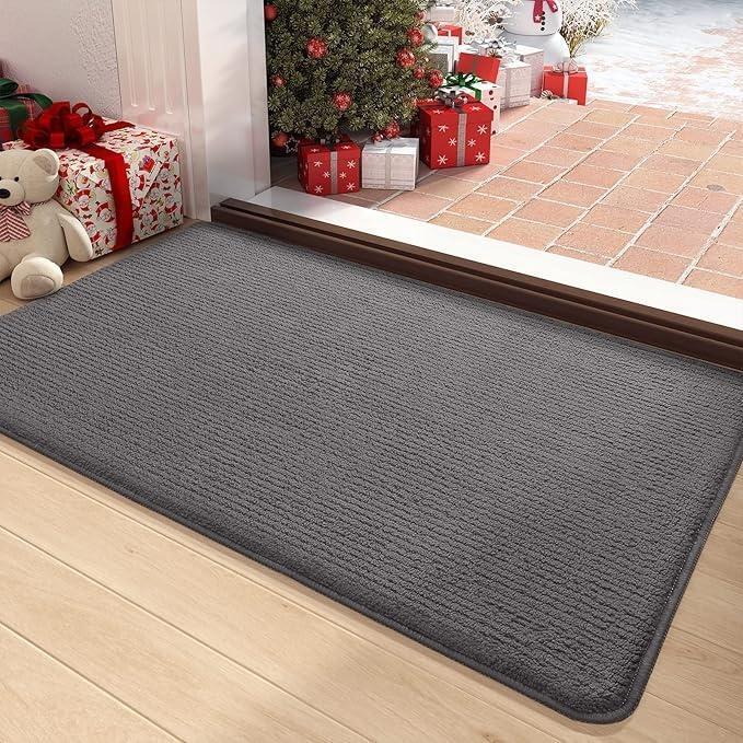 New COLOR G Indoor Doormat, 32"x20", Absorbent, Non-slip, Machine Washable, Dark Gray, Barcode X0040YSTGF