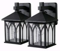 New 2-Pack Project Source Outdoor Wall Lanterns Set, Model 085ST008A042, Black, ETL Rated,