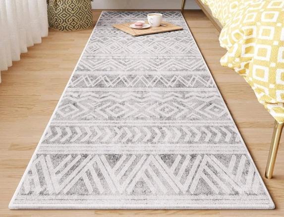 New - Dolic Boho Runner Rug 2ft&times;6ft. Carpet Runner Modern Hallway Runner Machine Washable . Black / Grey