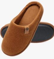 New Size US 9 Men's ONCAI Scuff Slippers, (UK 8.5, EU 43), Memory Foam, Non-Slip, Brown