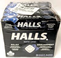 [EXP 11/2026] 20 New Packages of HALLS Mentho-Lyptus Extra Strength Menthol Cough / Sore Throat Relief Lozenges, 9 Lozenges Per Pack