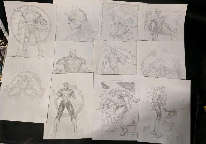 11 Original Handdrawn Comic Character Sketches &ndash; Batman, TMNT, Wolverine, Batgirl (2013&ndash;2014)