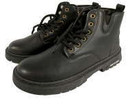 Size 45 EU (US 11.5-12) Men's Black Synthetic Leather Ankle Boots, , Lace-Up, Zipper, Fashion Sport