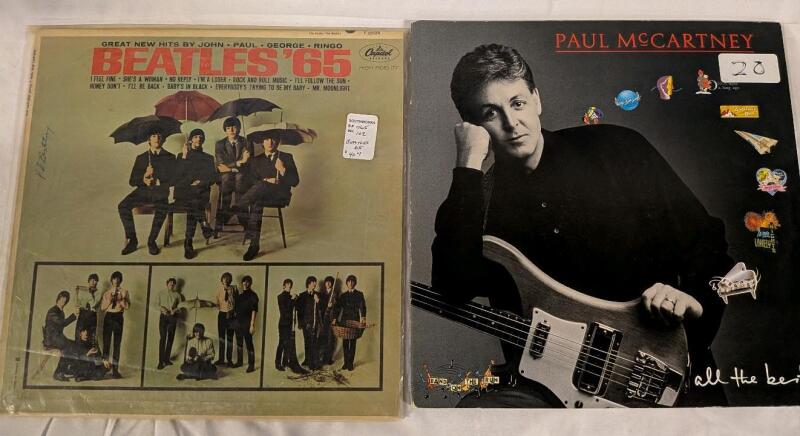 23.5" &times; 13.5" The Beatles '65 Mono LP Capitol T 2228 & Paul McCartney All the Best!