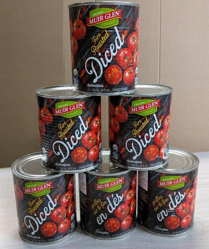[BB 2026 APR 10] 6 New Cans of Muir Glen Diced Tomatoes , 796ml Cans .