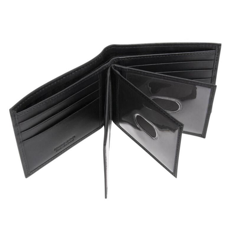 New R70 Slim Line Genuine Leather RFID Compact Trifold Wallet, Black, 2 Card Slots, Zip Pocket