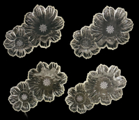 4 Vintage Clear Glass Flower-Shaped Double Daisy Divided Serving Trays / Snack Trays, 9.5 in Diameter