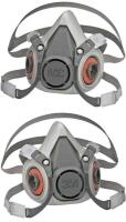 2 New 3M 6300 Half Facepiece Reusable Respirator, Large, NIOSH Approved, Sealed Package Designs May Vary